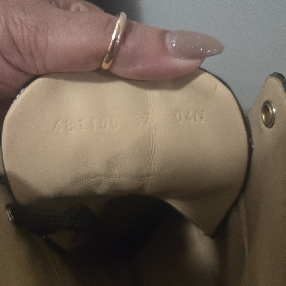 GUCCI SYLVIE WEB COMBAT BOOTS BLACK LEATHER - Picture 6 of 6